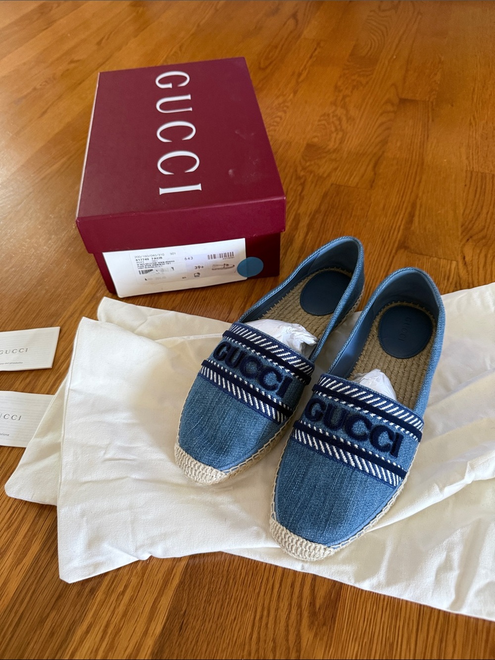 Gucci Denim Blue Logo Espadrilles